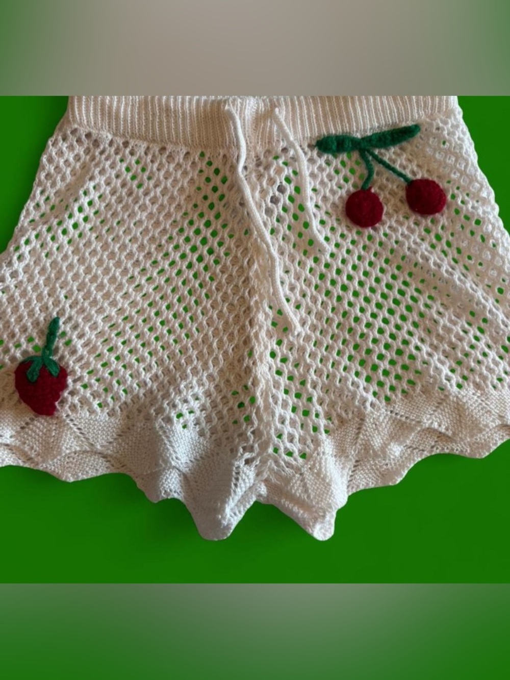 Cute crochet shorts with cherry 🍒 and strawberry 🍓 details Size M
